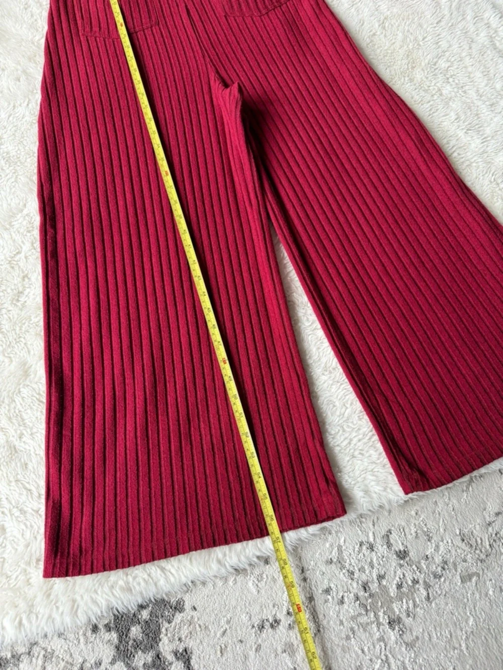 Halara Woman Red Ribbed Adjustable Straps Overall LARGE Boho Preppy Folk Country - Picture 6 of 9